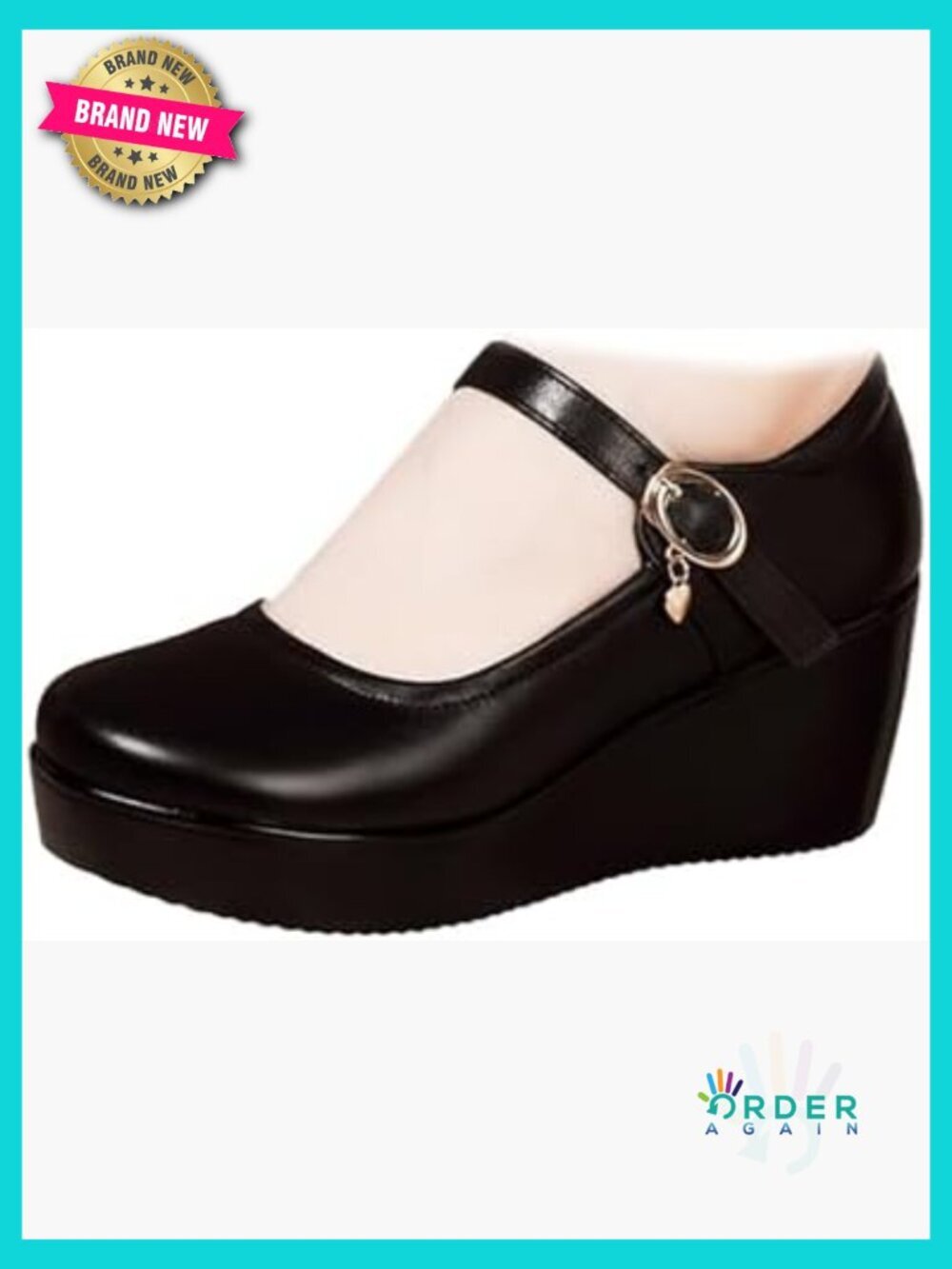 Leather Ankle Strap Wedge Heel Mary Janes Comfort Lightweight Non Slip Platform
